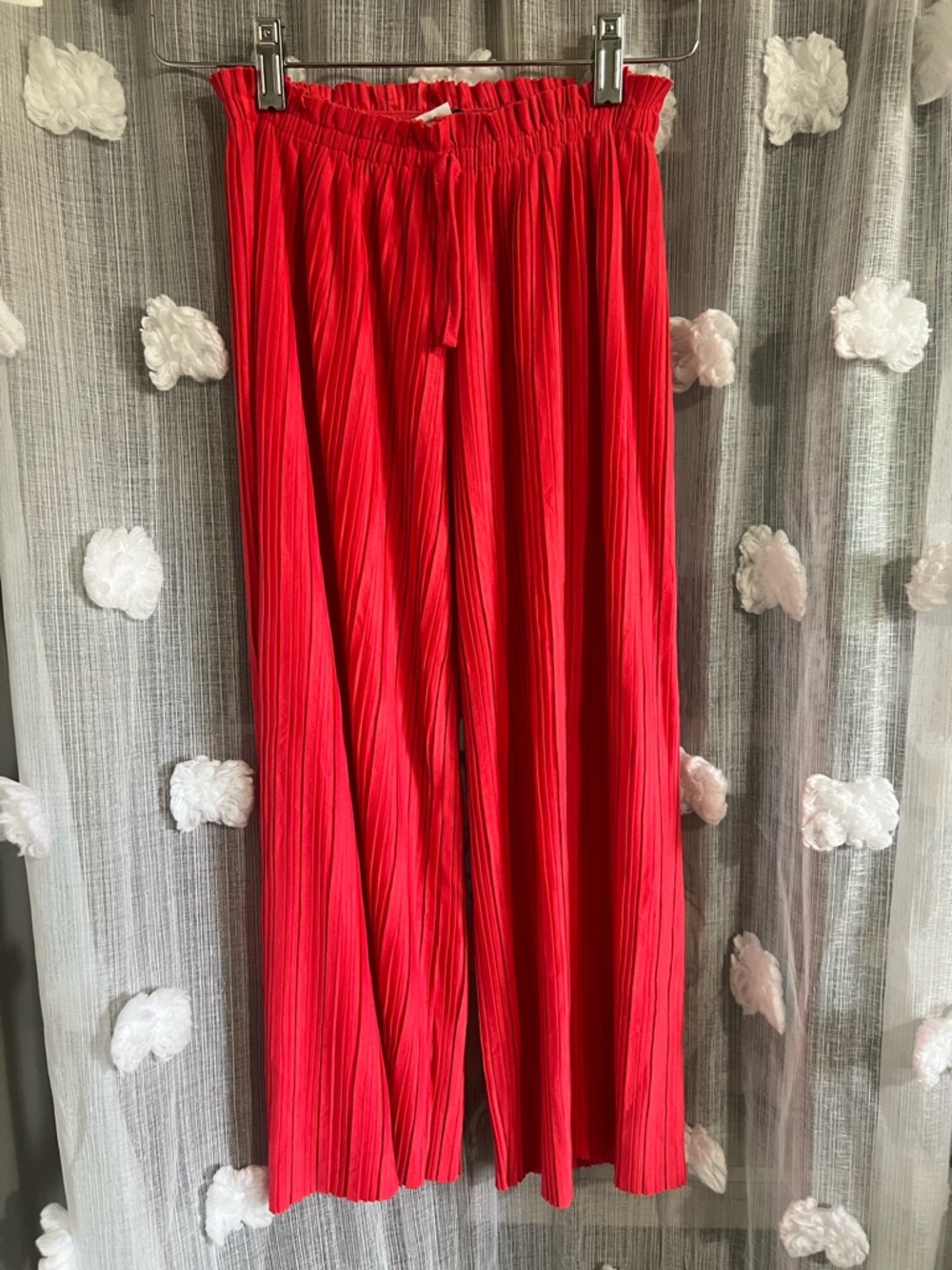 Zara kids Bright Red /pink Pleated Wide-Leg Pants
